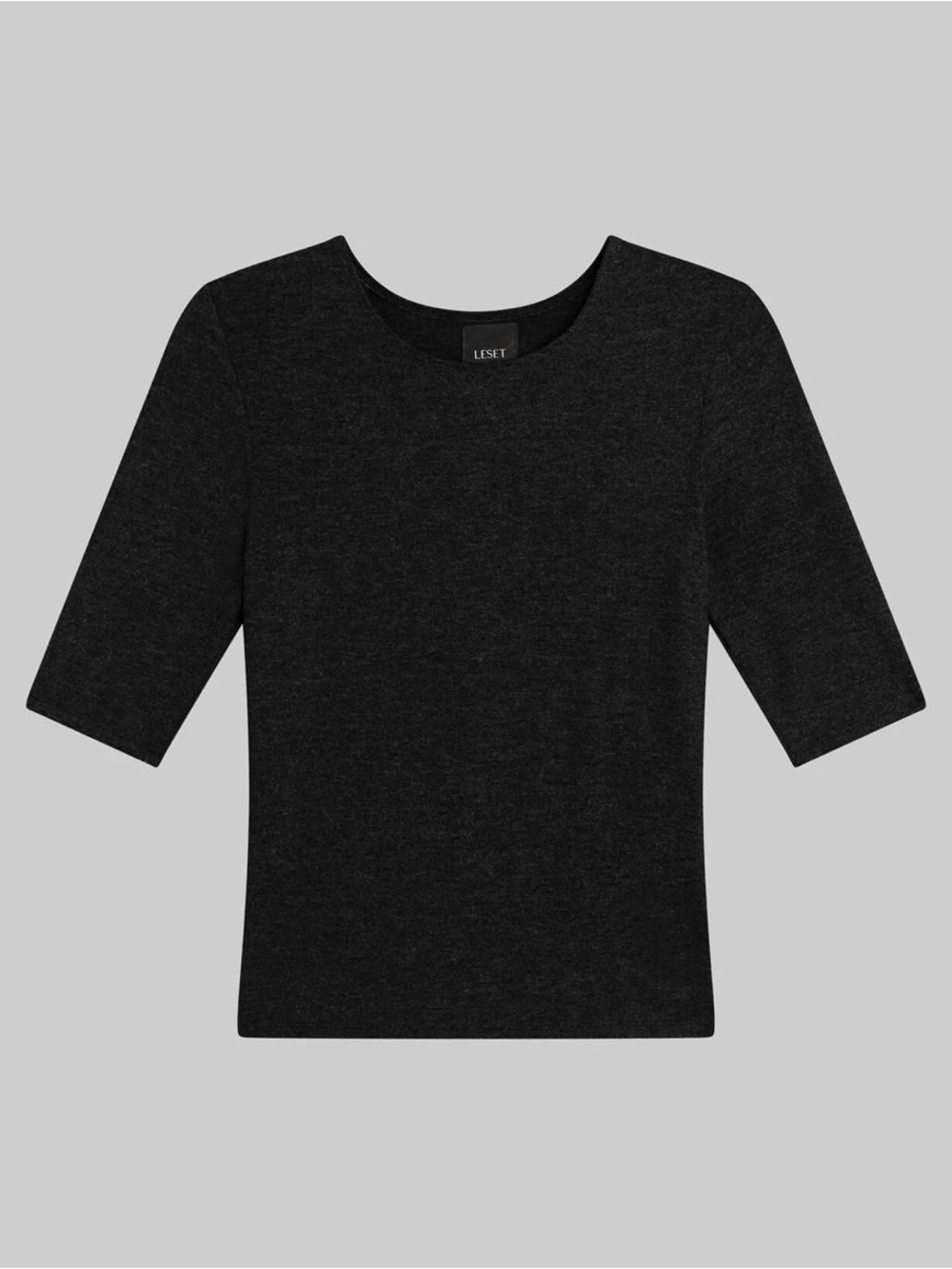 LESET Lauren Mid Sleeve Tee Black $98 NWT Large L Tuckernuck